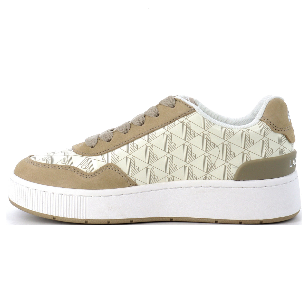 Lacoste Ace Clip Monogram beiges et blanches