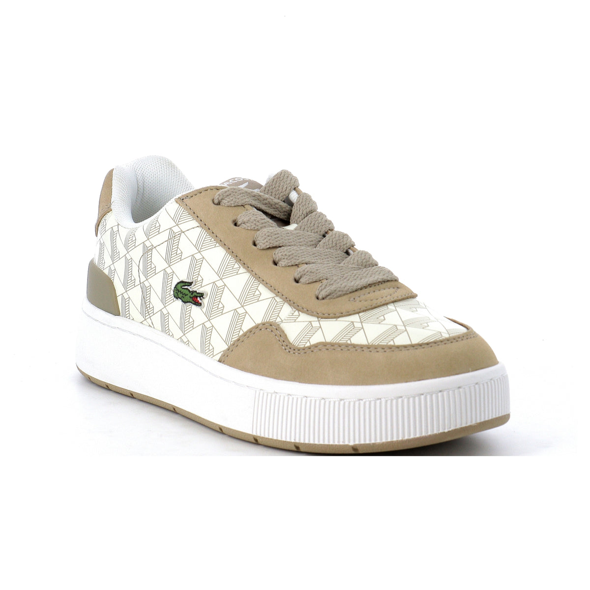 Lacoste Ace Clip Monogram beiges et blanches